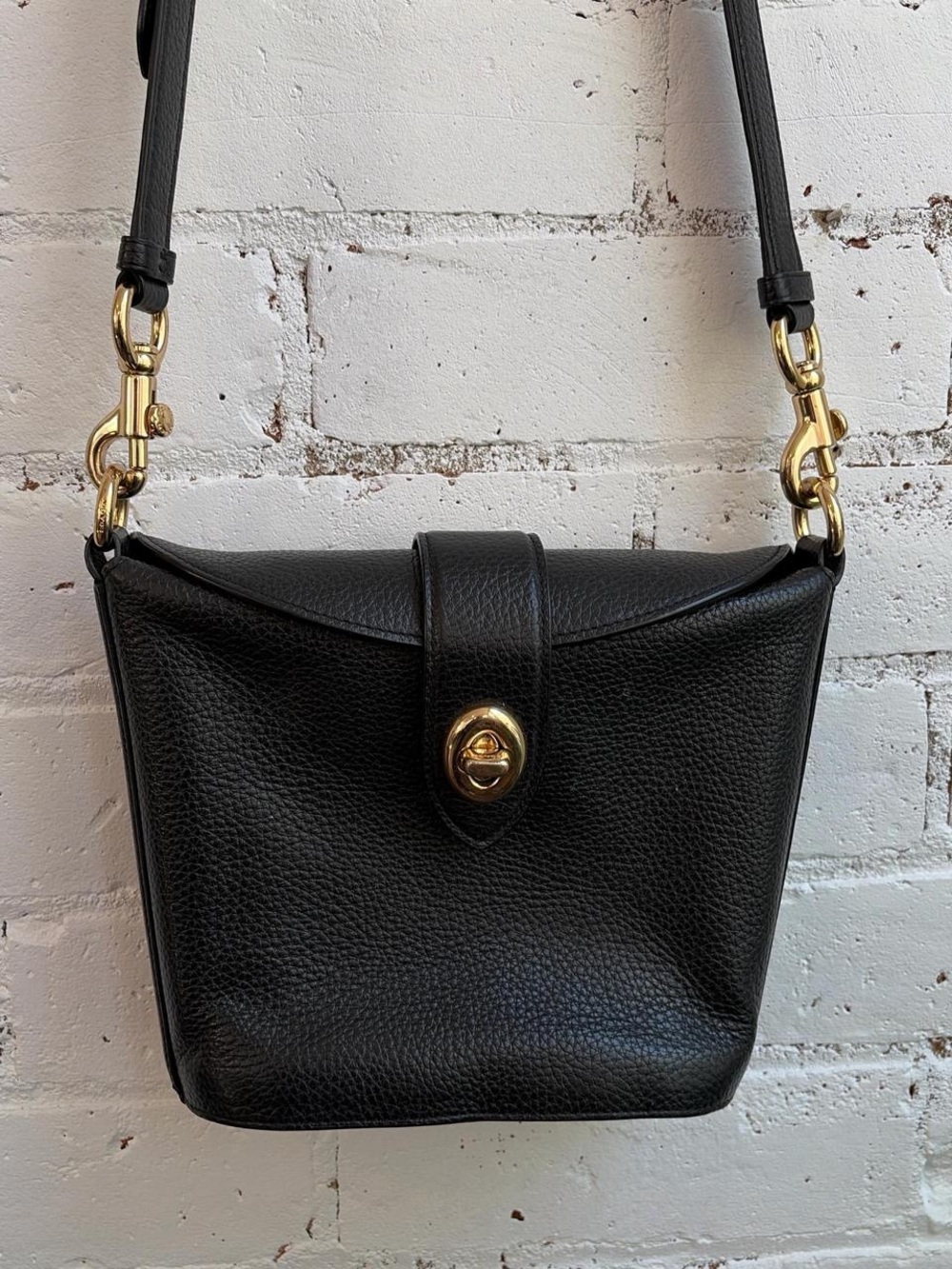 Coach Black Pebbled Leather Crossbody with Gold Hardware